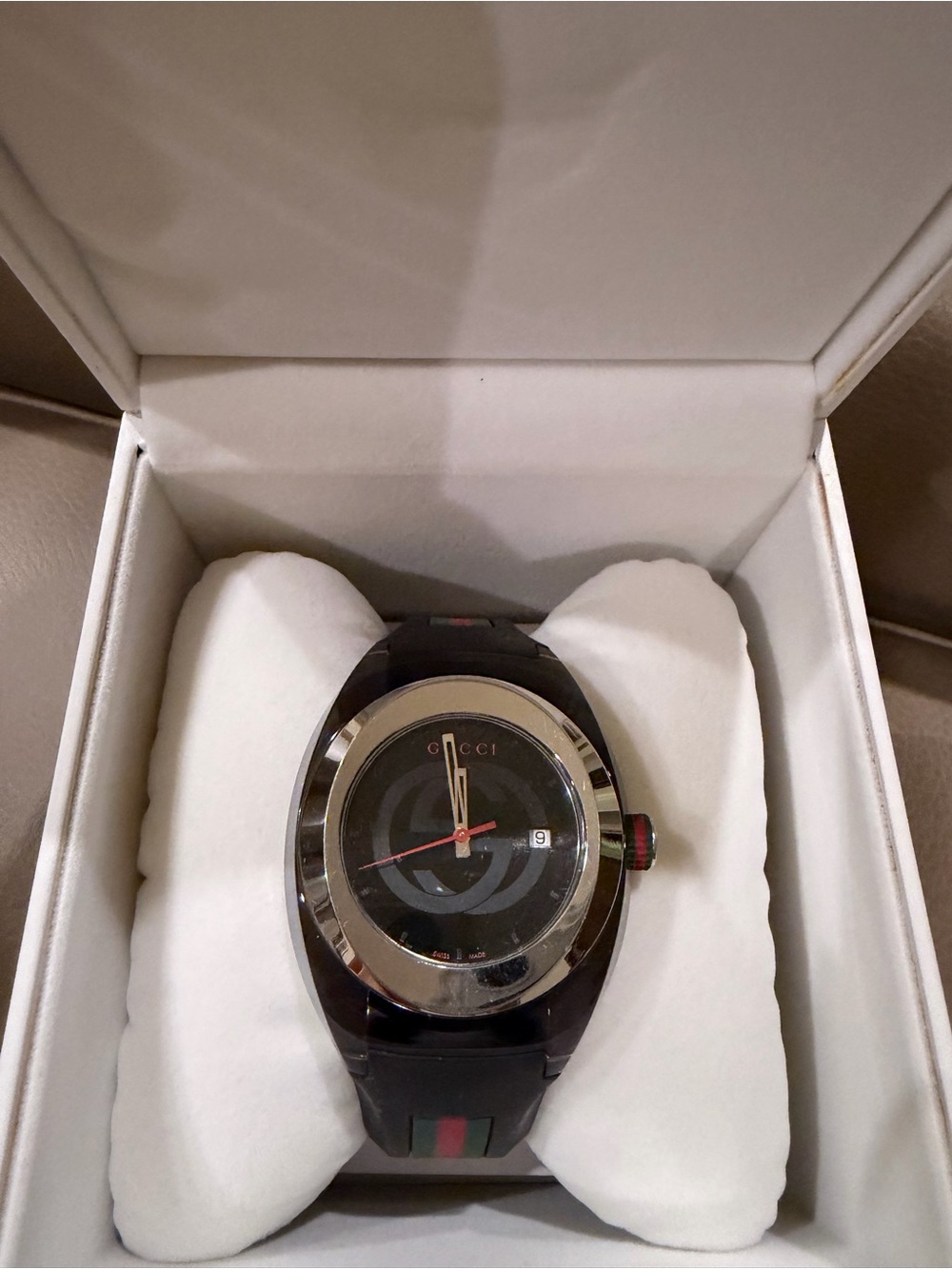 Gucci Black Men's Watch with Red and Green Accents